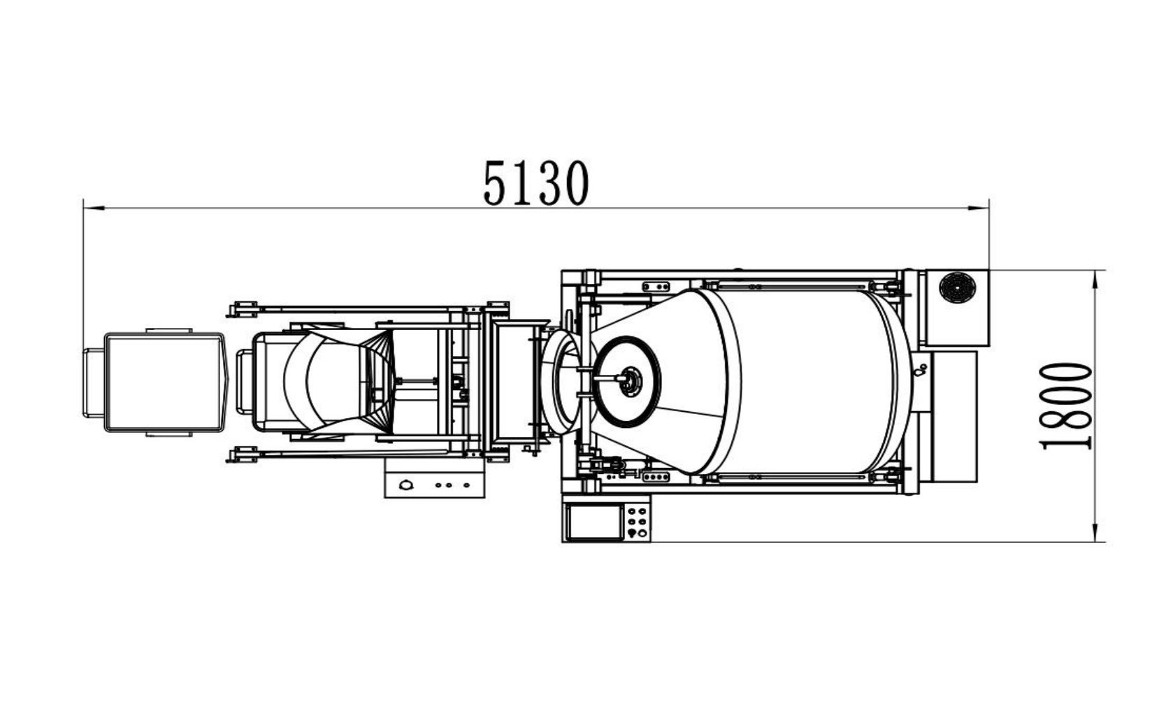 Схема размещения YGR с загрузчиком: 5130×1800 мм